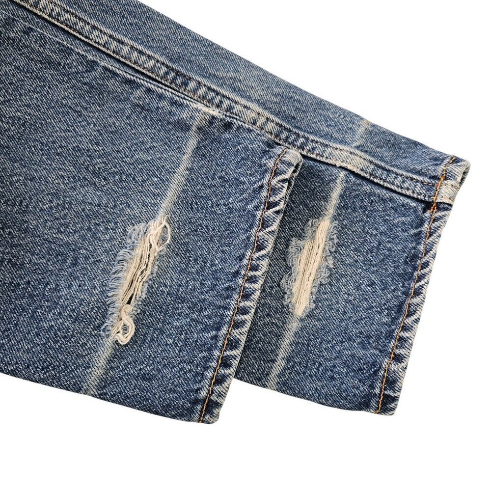 Gap Classic Straight Leg Cotton Jeans Women 10 High Rise Med Wash Distressed VTG - Picture 6 of 10